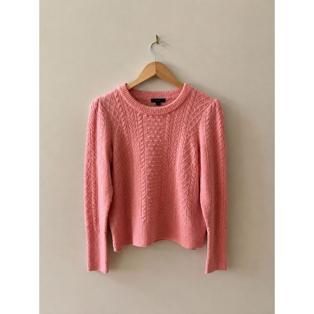 J.Crew Women's Cable Knit Sweater Medium Pink Crewneck EUC